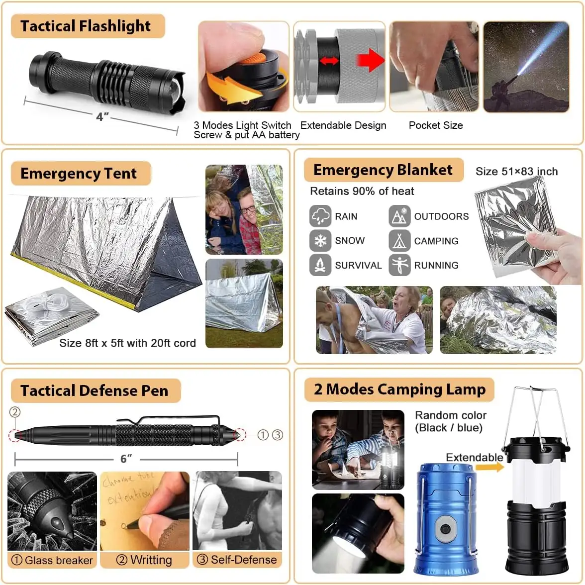 HIHEGD Survival Kit, 250Pcs Survival Gear First Aid Kit - 71jjr76mt8l._ac_sl1200_